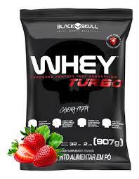 SUPLEMENTO WHEY TURBO BLACK SKULL 907G REFIL MORANGO