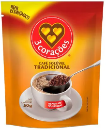 CAFE SOLUVEL 3 CORACOES SACHE  50G