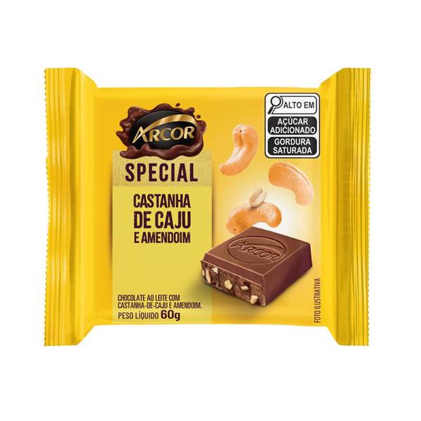 CHOC ARCOR ESPECIAL LEITE CASTANHA CAJU 60GR