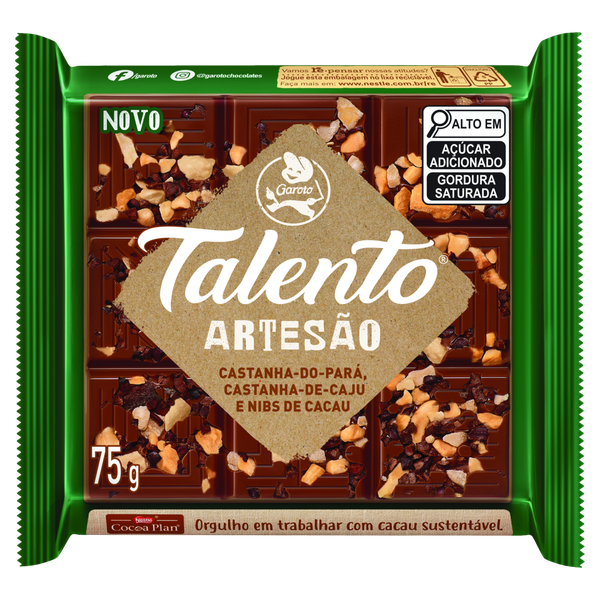 CHOC TALENTO CASTANHA CAJU NIBS 85G