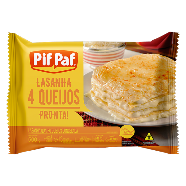LASANHA PIF PAF 4 QUEIJOS 600G
