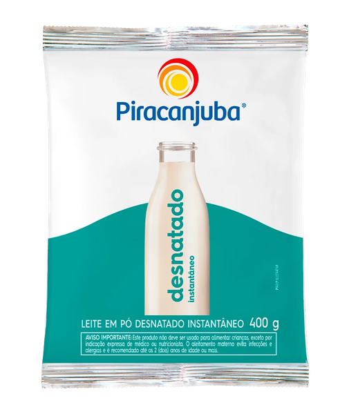 LEITE PO PIRACANJUBA DESNATADO INST SC 400G