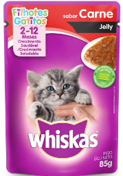 RACAO WHISKAS CARNE JELLY FILHOTES 85GR UN