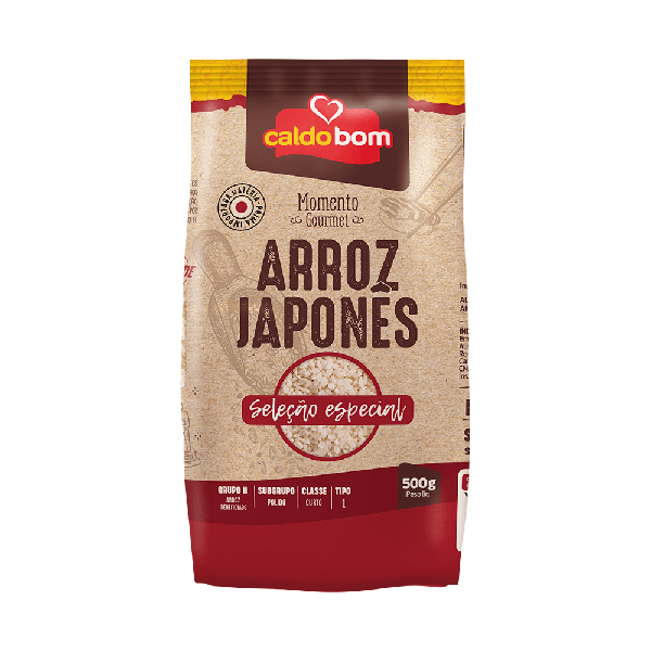 ARROZ JAPONÊS TIPO 1 CALDO BOM SELEÇÃO ESPECIAL PACOTE 500G