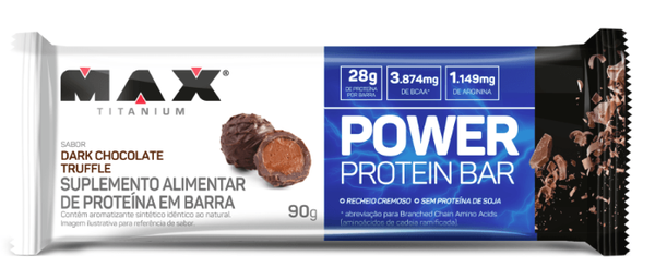 BARRA PROTEINA MAX TITANIUM POWER 90G DARK CHOCO TRUFADO