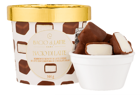BOMBOM DE SORVETE BACIO DI LATTE 144G CREME DE LEITE