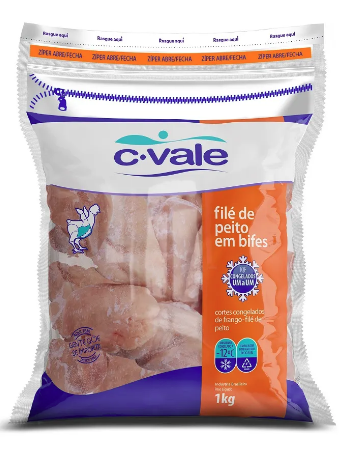 CARNE AVE C VALE IQF 1KG FILE DE PEITO BIFES