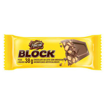 CHOC.BARRA ARCOR BLOCK 38G AMENDOIM