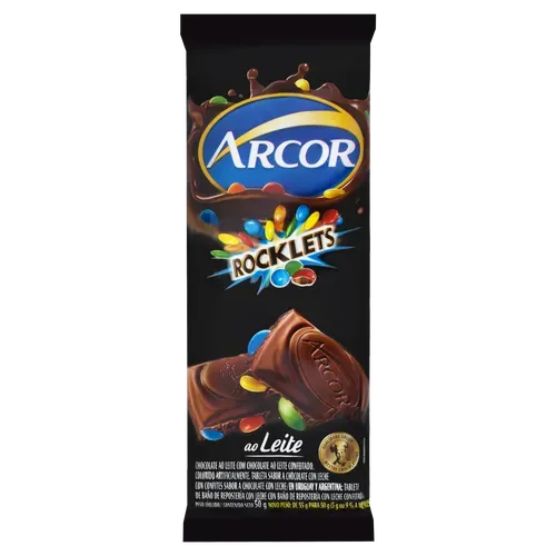 CHOCOLATE AO LEITE ROCKLETS ARCOR PACOTE 80G
