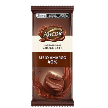 CHOCOLATE ARCOR MEIO AMARGO 40% 80G