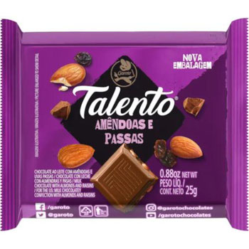 CHOCOLATE GAROTO TALENTO 25GR BRANCO CERREAIS PASSAS