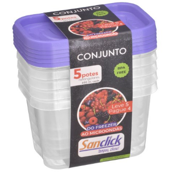 CONJ POTES GRADUADO SANTANA 600ML C/5 QUADRADO