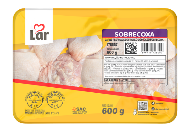 CORTES FRANGO LAR SOBRECOXA RESF 600G
