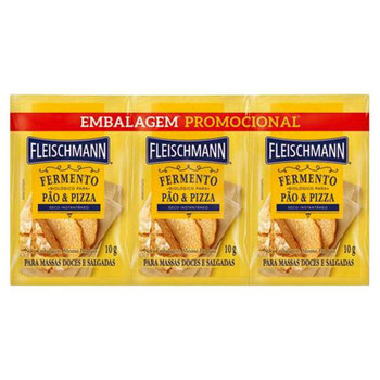 FERMENTO BIOLÓGICO SECO INSTANTÂNEO FLEISCHMANN ENVELOPE 10G CADA LEVE 3 PAGUE 2 UNIDADES