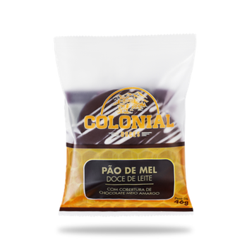 PAO DE MEL COLONIAL 45G DOCE DE LEITE COB. CHOC. MEIO AMARGO