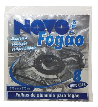 PAPEL ALUMINIO NOVO MIX P/FOGAO C/8 FOLHAS
