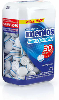 PASTILHAS MENTOS KISS 105G PEPPERMINT