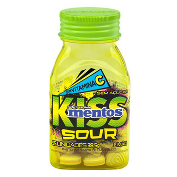 PASTILHAS MENTOS KISS SOUR 38,5G VIT C LIMAO