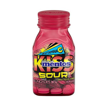 PASTILHAS MENTOS KISS SOUR 38,5G VIT C MORANGO