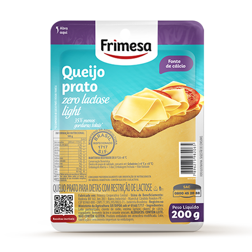 QUEIJO PRATO FRIMESA 200G ZERO LACTOSE LIGHT