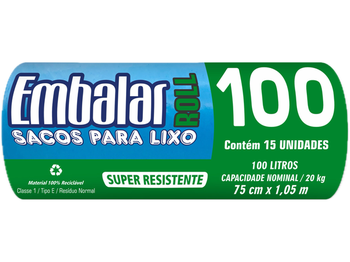 SACOS P/LIXO EMBALAR 100L C/15ROL A