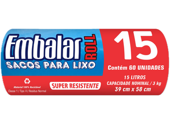 SACOS P/LIXO EMBALAR 15L C/60ROL AZ