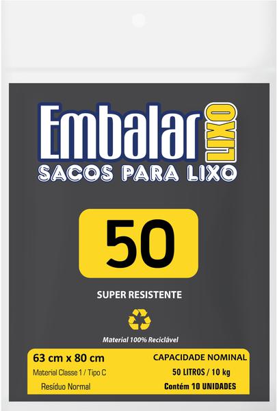 SACOS P/LIXO EMBALAR 50L C/10