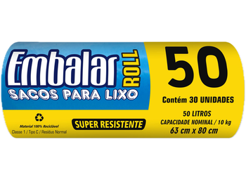 SACOS P/LIXO EMBALAR 50L C/30ROL AZ