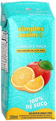 SUCO SIMPLES ASSIM 200ML LARANJA E MACA