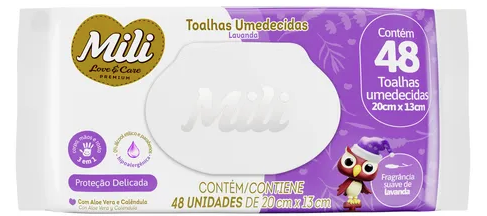 TOALHA UMEDECIDA MILI LOVECARE C/48 LAVANDA