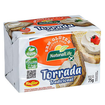 TORRADA NATURAL LIFE 75G S/GLUTEN TRADICIONAL