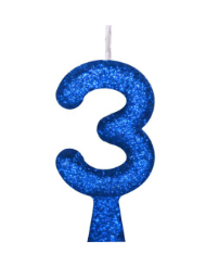 VELA TUBULAR ALEGRIA & FESTA NÚMERO 3 AZUL