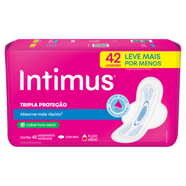 ABSORVENTE INTIMUS GEL TRIPLA PROTEÇÃO SECA LEVE MAIS POR MENOS 42 UND