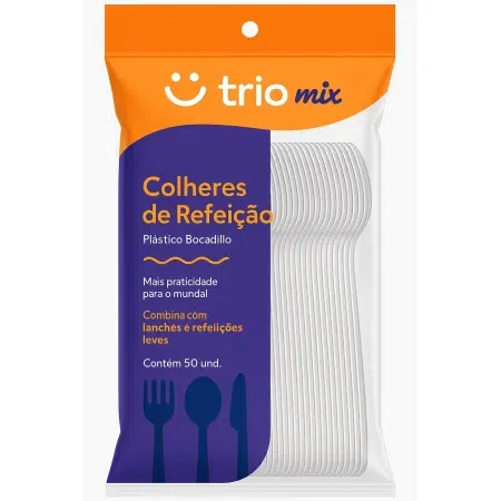 COLHER DESCARTAVEL TRIO MIX 50UND