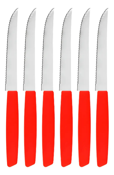 FACA DE CHURRASCO EM INOX HOME E MORE 6 PEÇAS VERMELHO