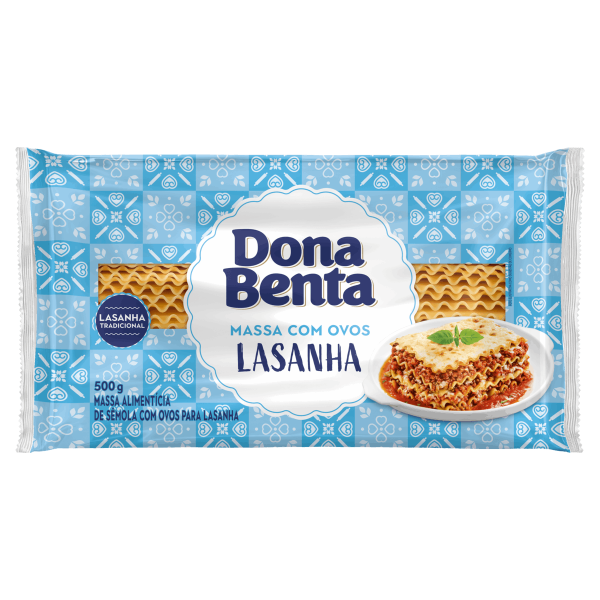 MASSA DE SÊMOLA PARA LASANHA DONA BENTA COM OVOS 500G