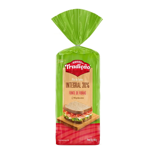 PÃO DE FORMA TRADIÇÃO INTEGRAL 30% 400GR