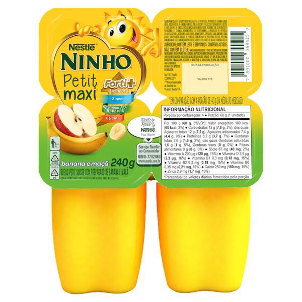 PETIT MAXI NINHO NESTLE MAÇA E BANANA 240G