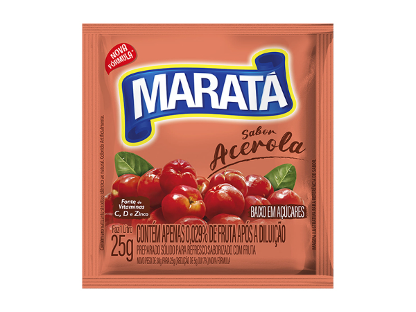 REFRESCO EM PÓ MARATÁ SABOR ACEROLA FAZ 1LT 25G