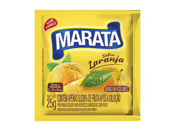 REFRESCO EM PÓ MARATÁ SABOR LARANJA FAZ 1LT 25G