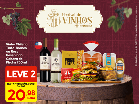 Vinho Chileno Tinto Reservado Cabeza de Piedra 750ml- NESSE FDS LEVE 2 PAGUE R$20,98 UND
