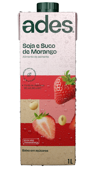 Bebida de Soja Ades 1Lt Morango