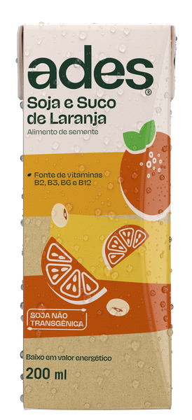 Bebida de Soja Gelado Ades 200ml Laranja