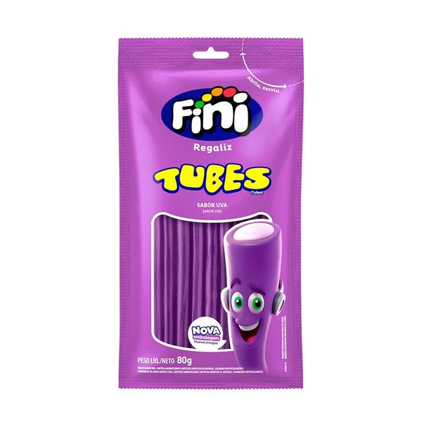 Bala Regaliz Tubes Uva Brilho Fini 80gr