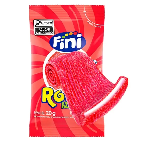 Bala Tiras Roller Morango 20gr