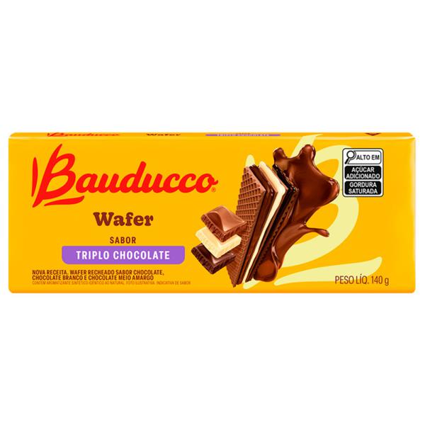 Bisc Wafer Rech Triplo Chocolate Bauducco 140gr