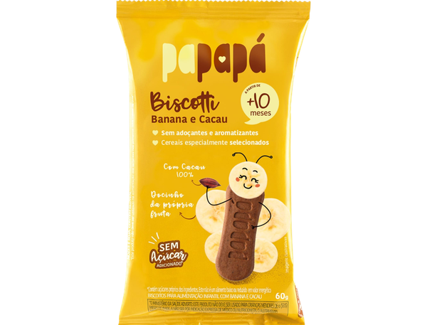 Biscoito Infantil Papapa Banana/Cacau 60g