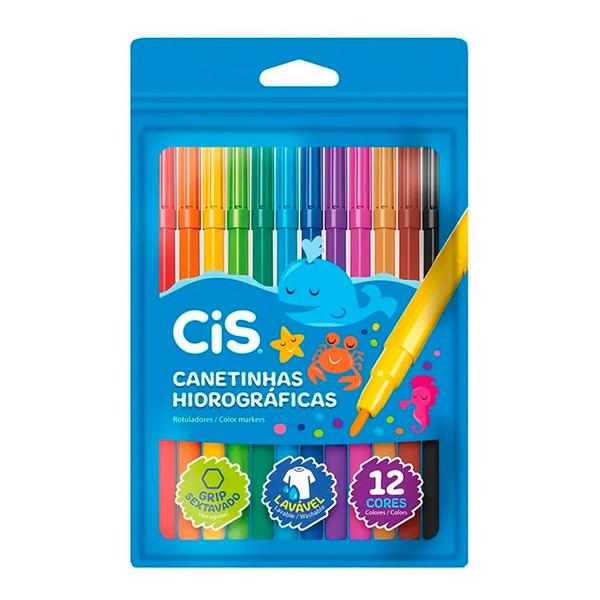 Caneta Hidro Lavavel 12 Cores Cis