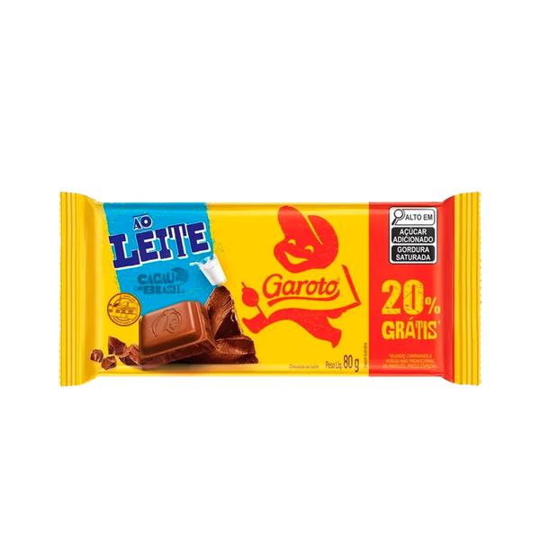Chocolate Ao Leite Barra promo Garoto 80gr