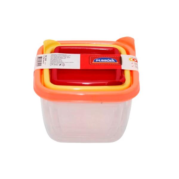 Conj Potes Quadrado Conects C/3pcs